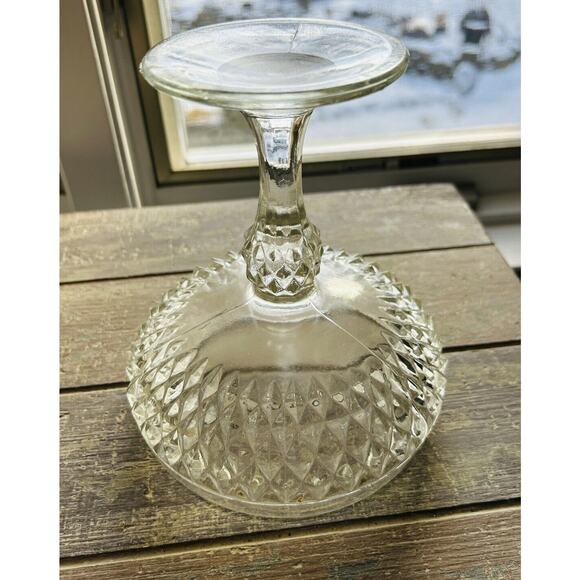 Indiana Glass Diamond Point Compote Vintage Pedestal Bowl Candy Dish - Picture 3 of 16